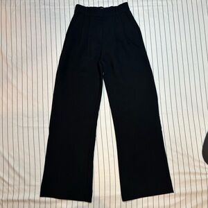 Abercrombie & Fitch Black Wide Leg Linen Trouser Pants